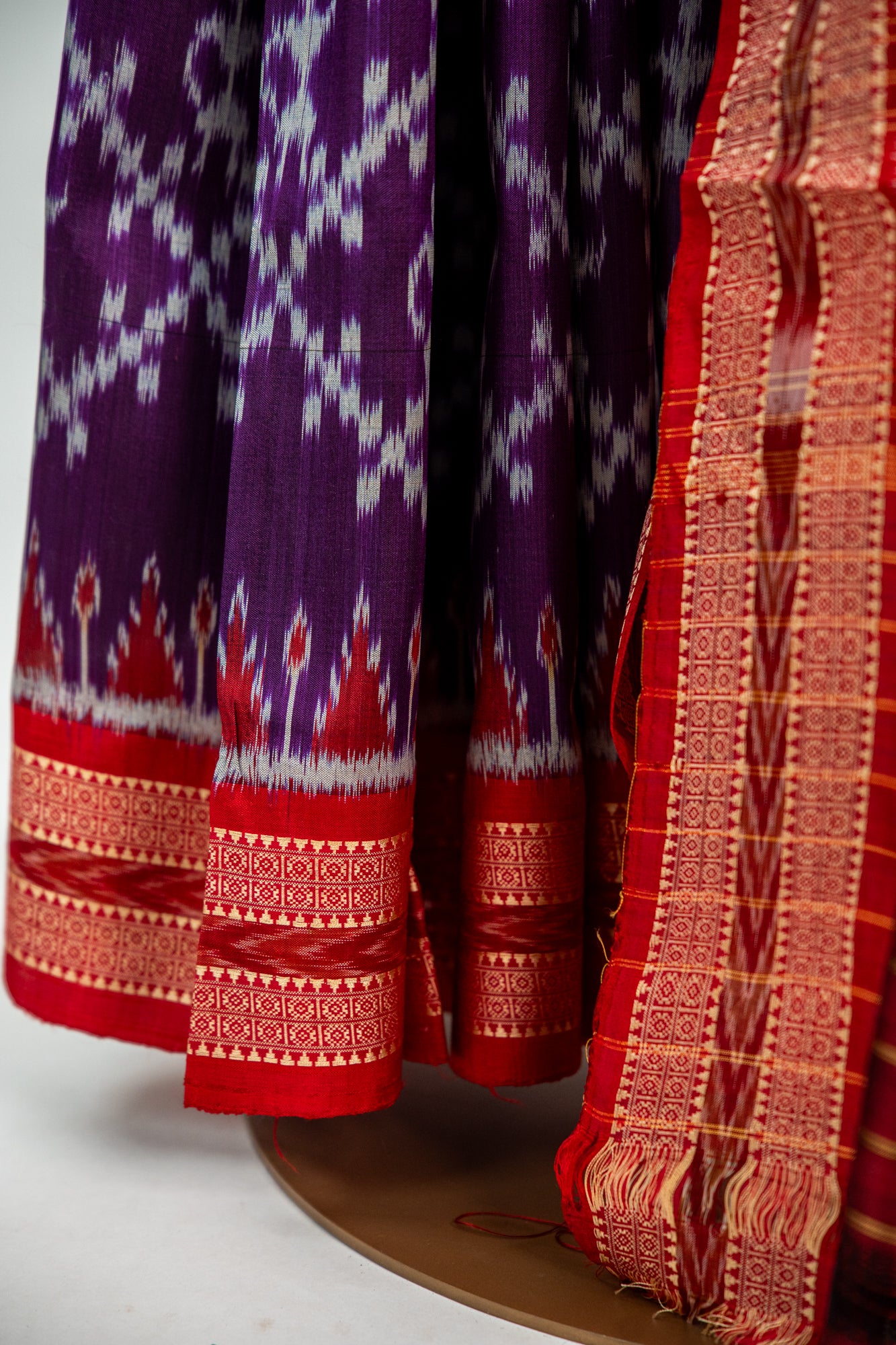 Deep Purple and Crimson Red Khandua Silk Saree