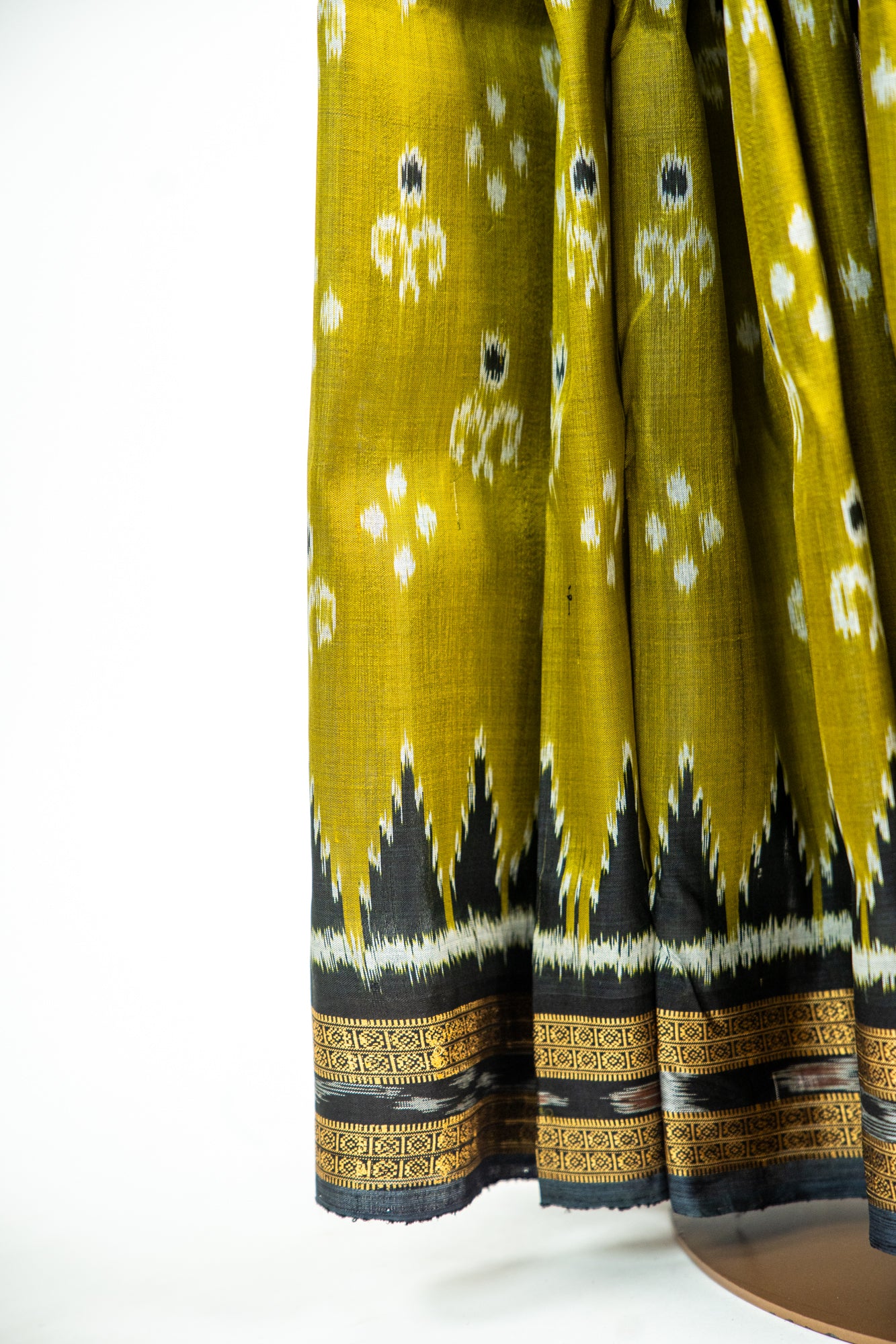 Mustard Yellow and Slate Grey Khandua Silk Saree