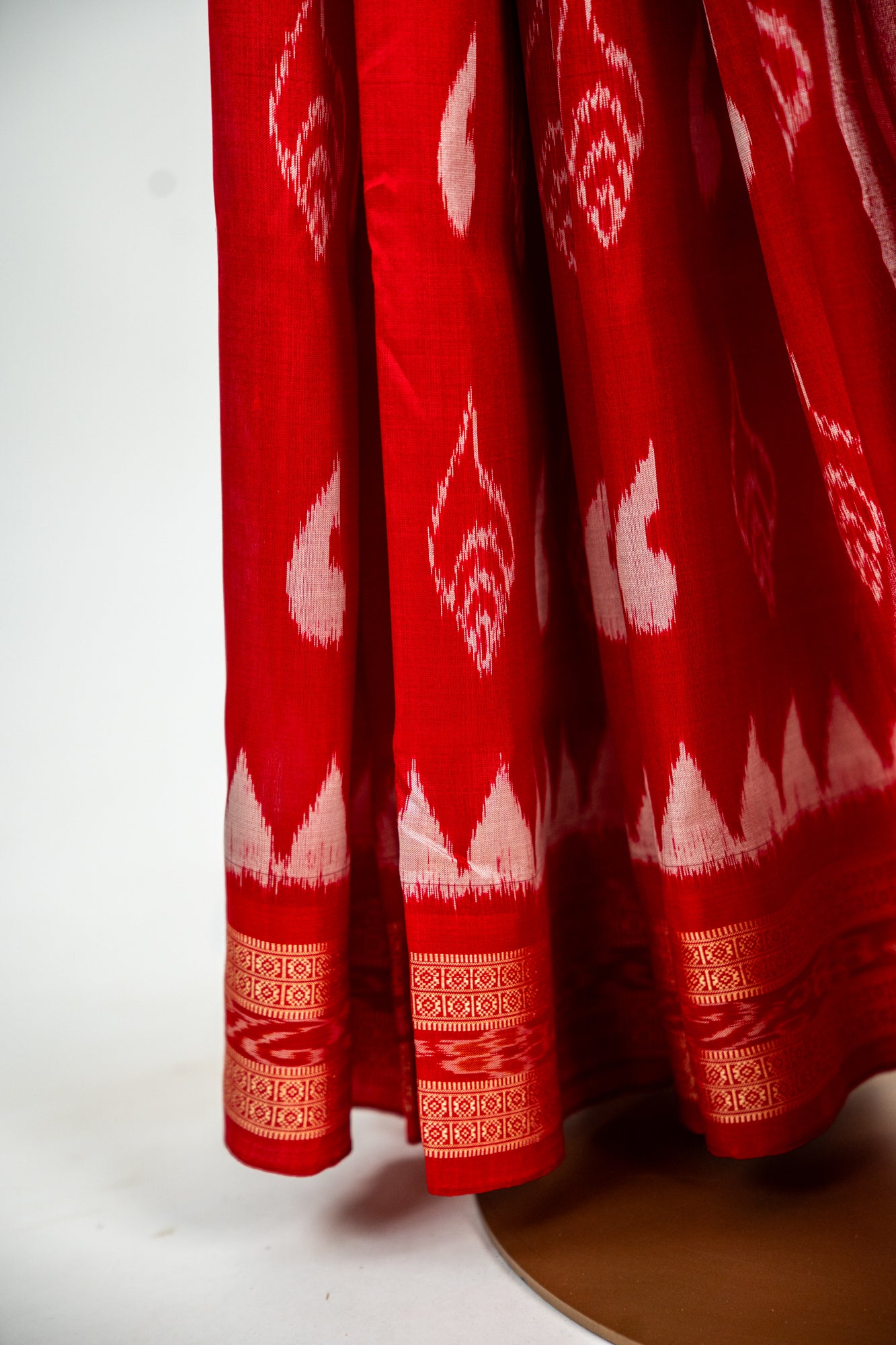 Bright Vermilion Red Khandua Silk Saree