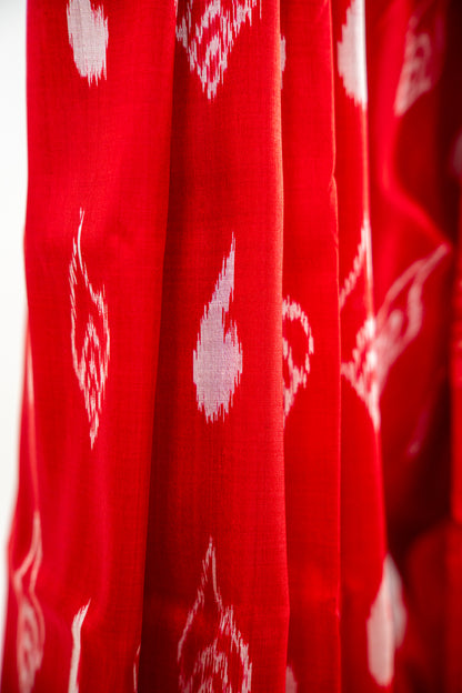 Bright Vermilion Red Khandua Silk Saree