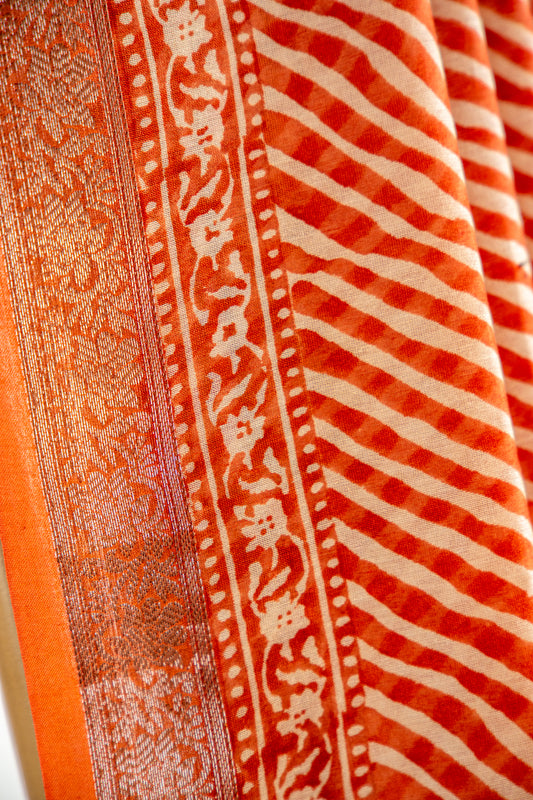 Rust Orange Chanderi Silk Saree