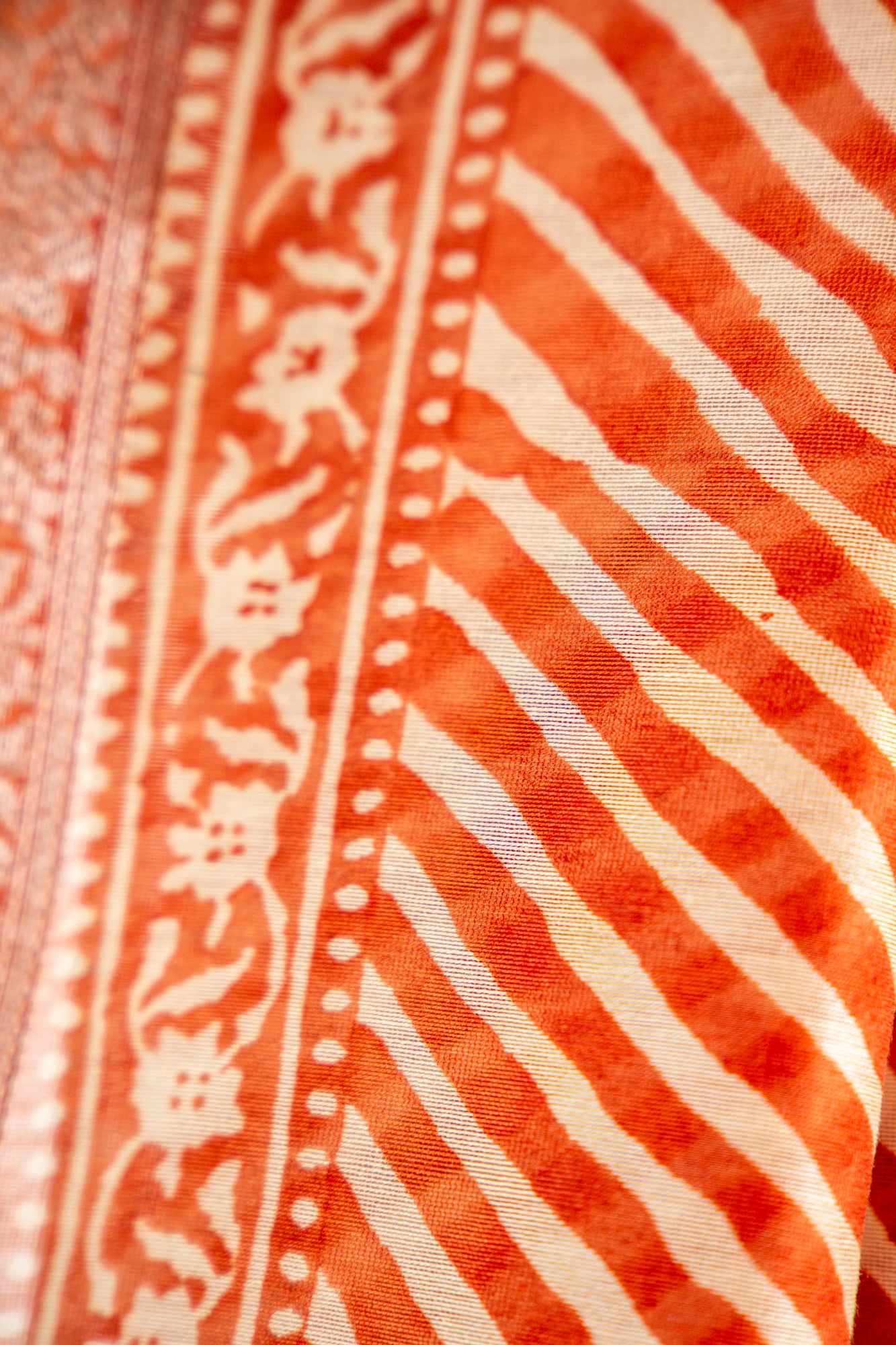 Deep Charcoal Black base with an intricate Silver-Grey and Off-White overlay Chanderi Silk Saree