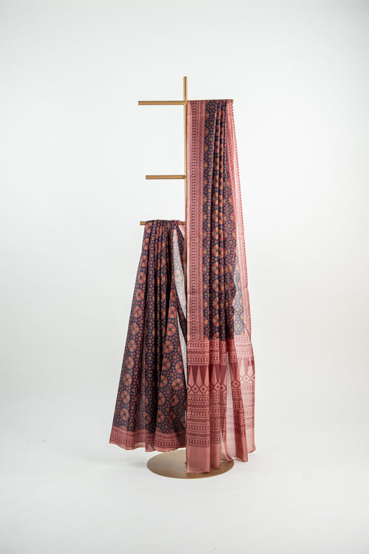 Rich Chocolate Brown / Dark Cocoa base accented with warm Beige and Cream motifs Pure Silk Saree