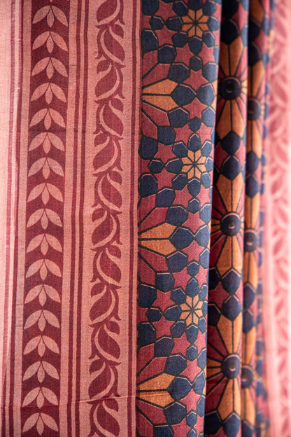Rich Chocolate Brown / Dark Cocoa base accented with warm Beige and Cream motifs Pure Silk Saree