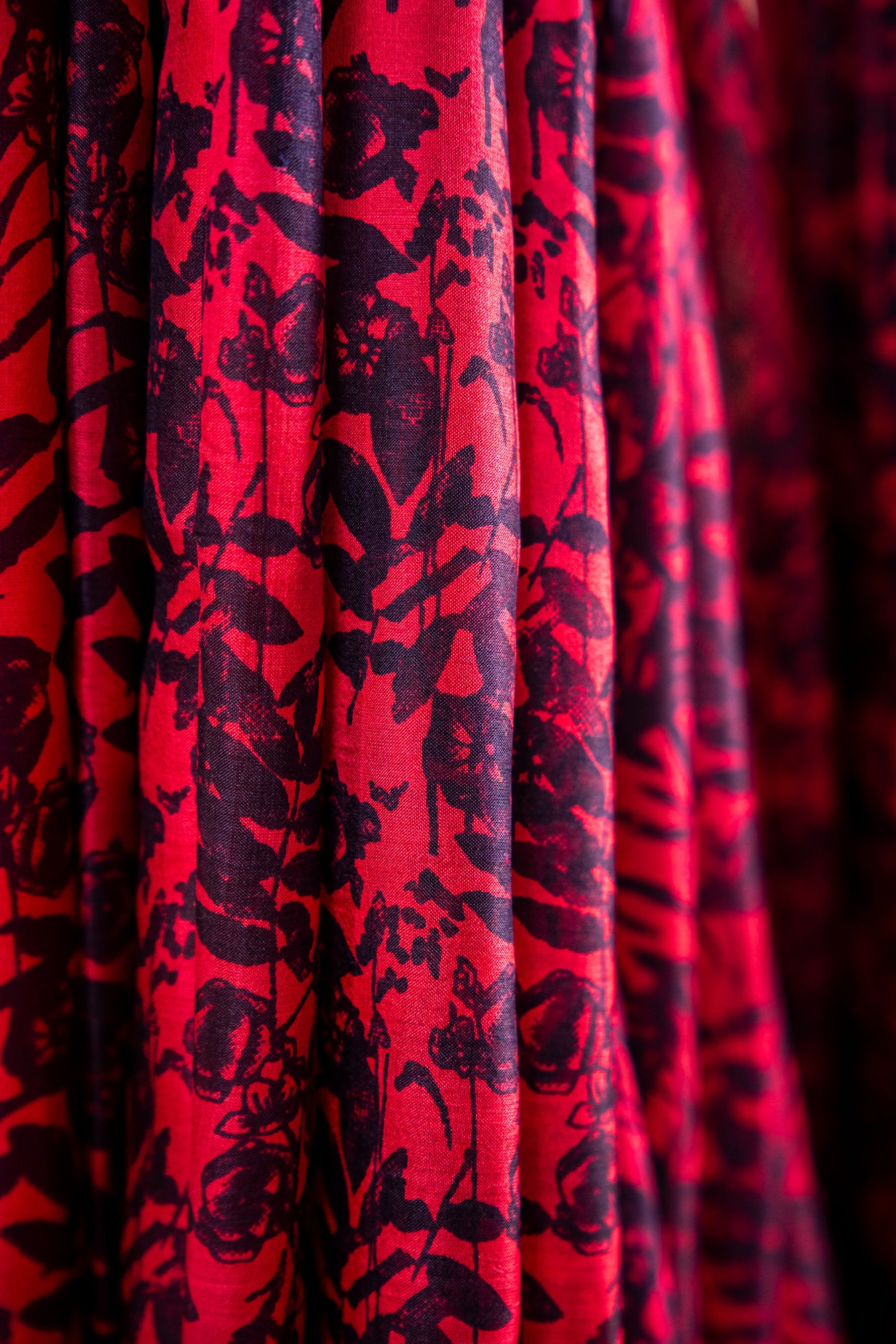 Rich Mulberry Purple / Beetroot base with a lighter Lilac/Pink accent print Pure Silk Saree