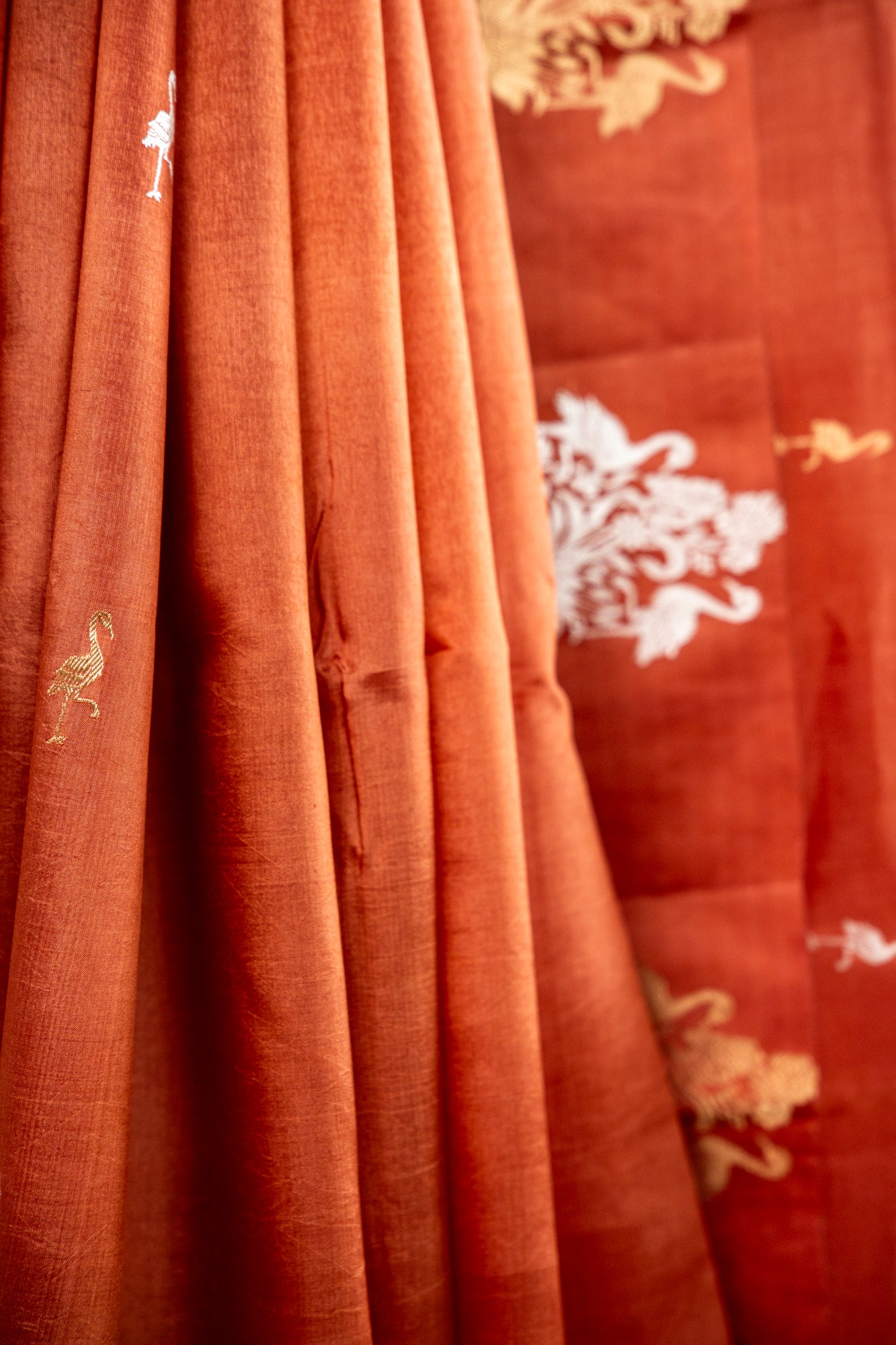 Burnished Terracotta / Rust Copper Banarasi Silk Saree