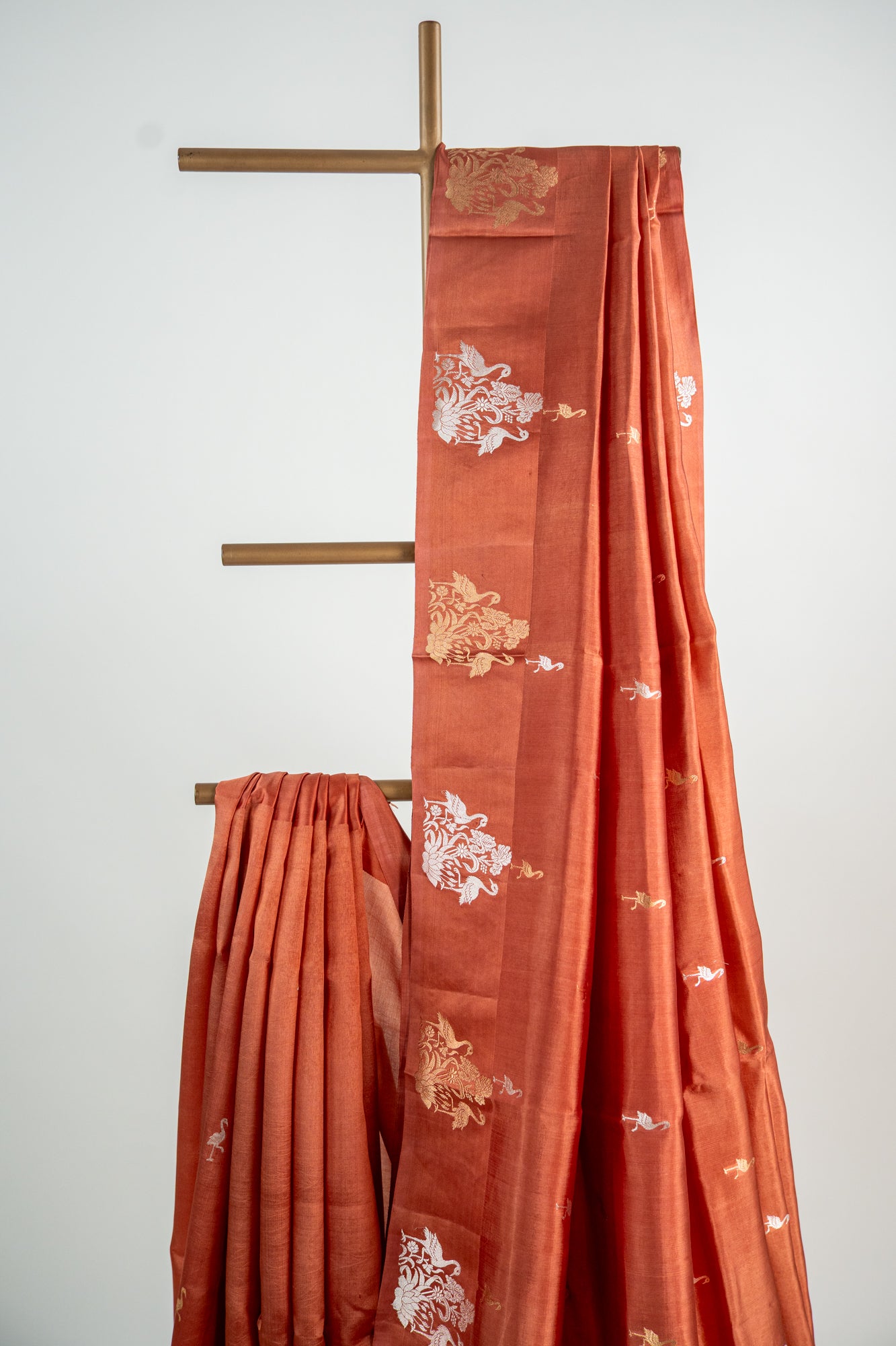 Burnished Terracotta / Rust Copper Banarasi Silk Saree