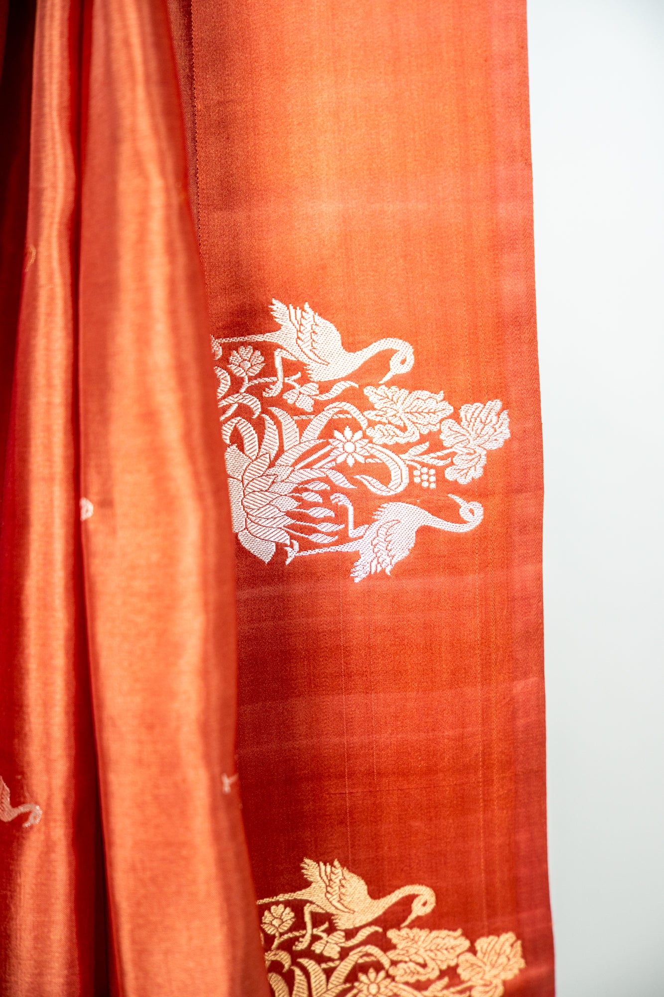 Burnished Terracotta / Rust Copper Banarasi Silk Saree