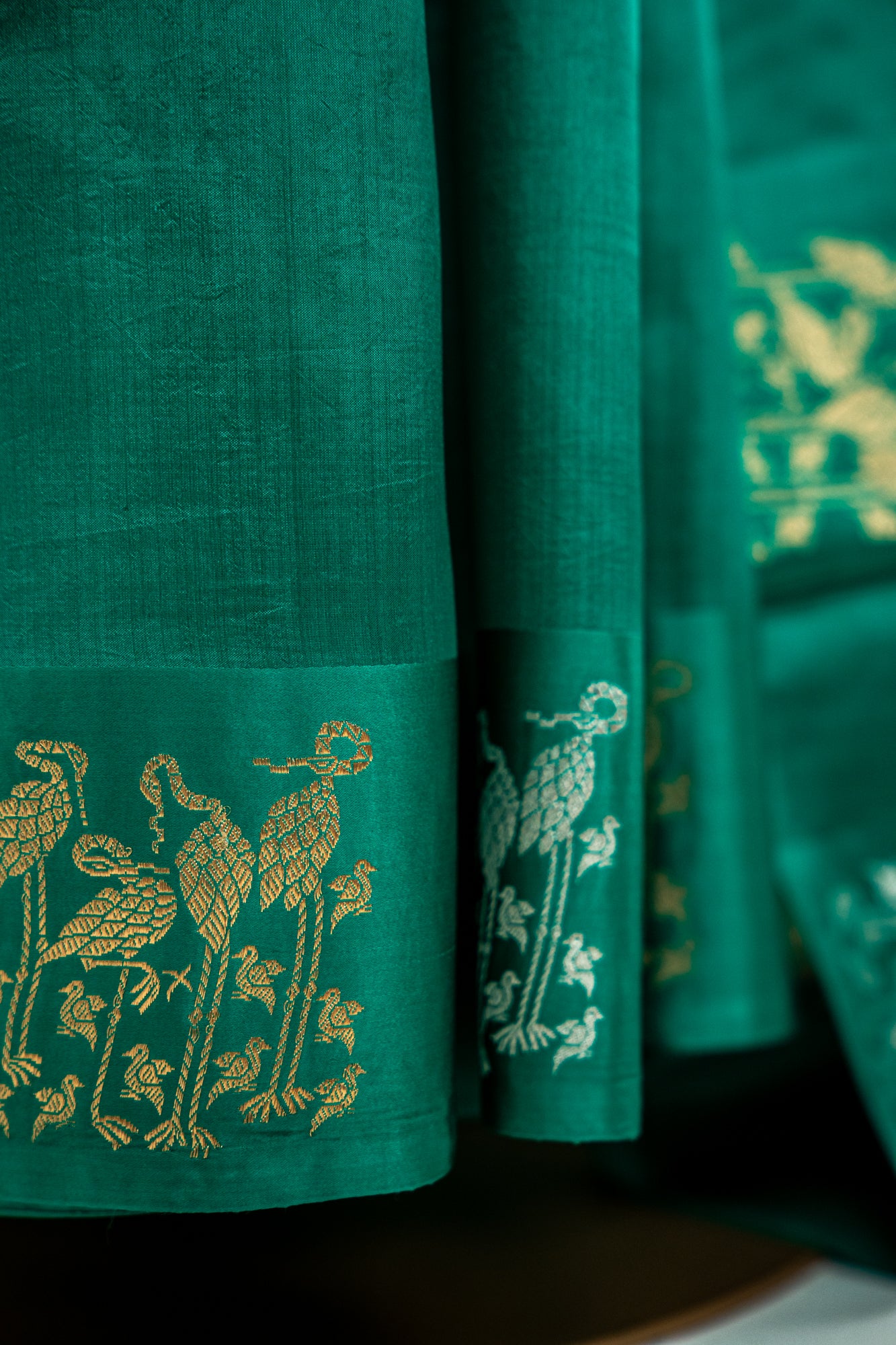 Vivid Emerald Green Banarasi Silk Saree
