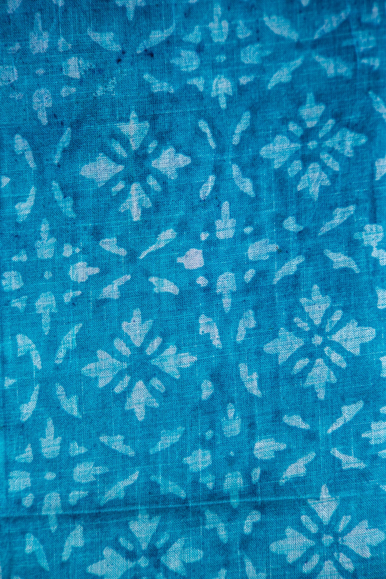 Oxidized Aqua Blue / Sea Green tone with a faded Silver-Grey block print Pure Silk Saree