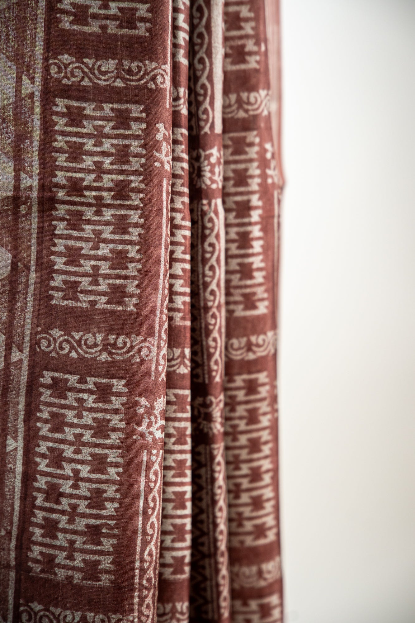Warm Chocolate Brown / Cocoa base with textured Ash-Grey/Beige motifs Pure Silk Saree