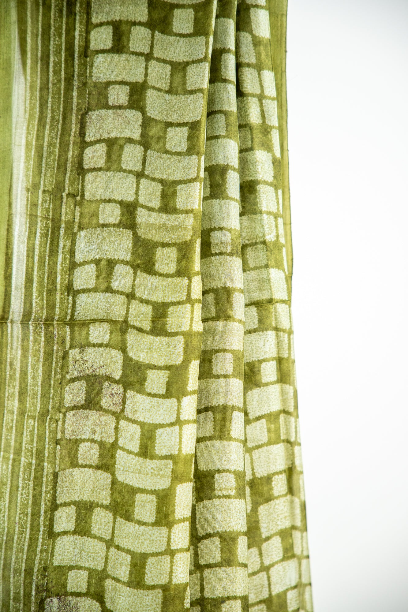 Olive Green / Muted Sage body with bright metallic/light gold highlights Pure Silk Saree