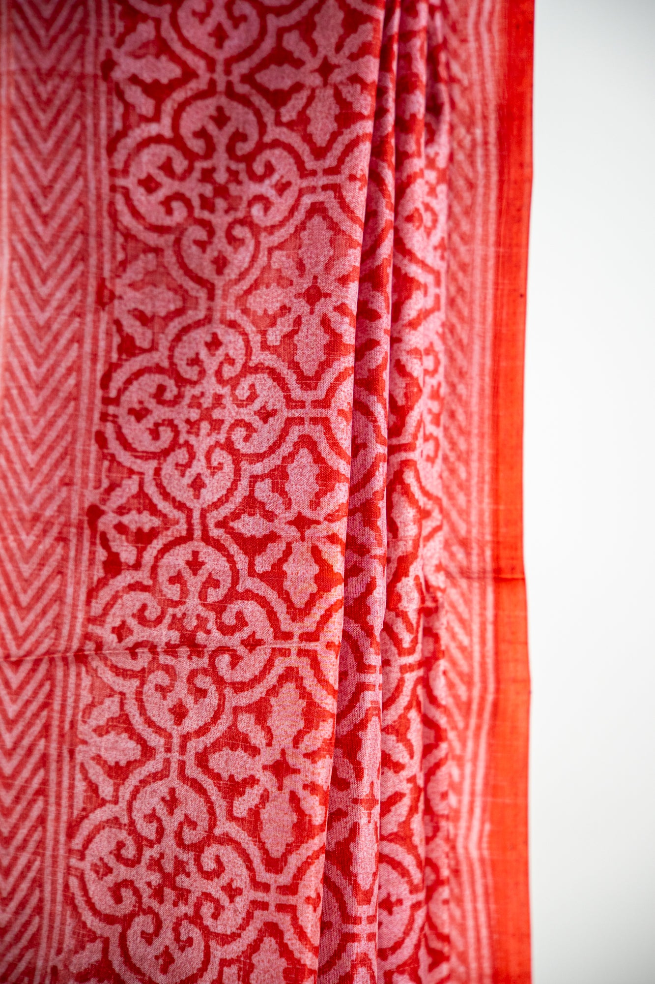 Terracotta Red / Rust-Orange tone with a softer rose-tinted accent Pure Silk Saree