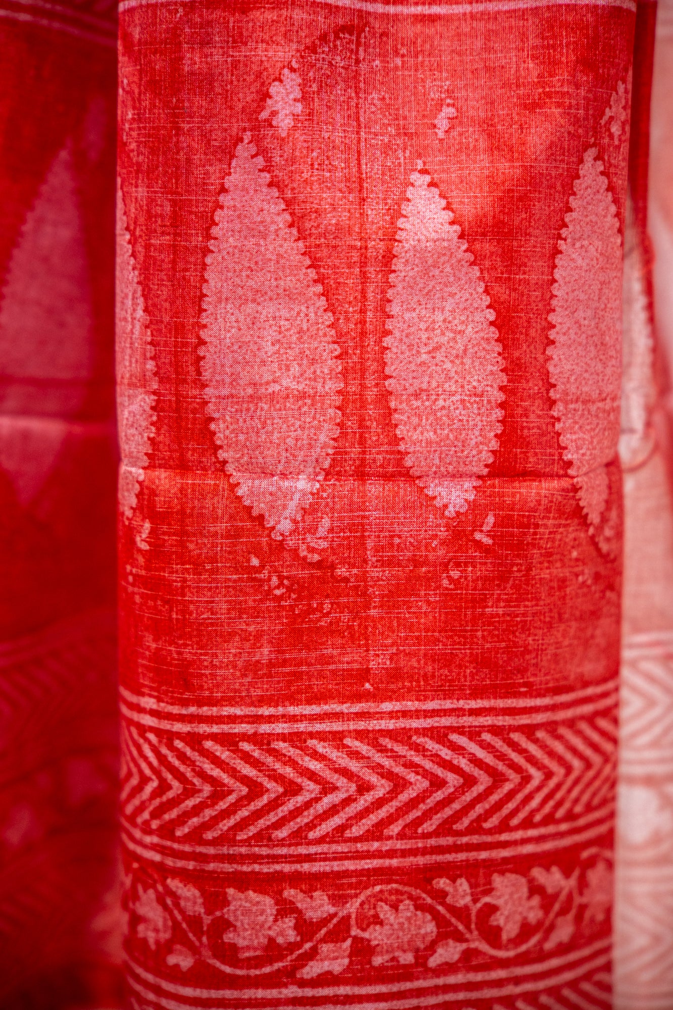 Terracotta Red / Rust-Orange tone with a softer rose-tinted accent Pure Silk Saree