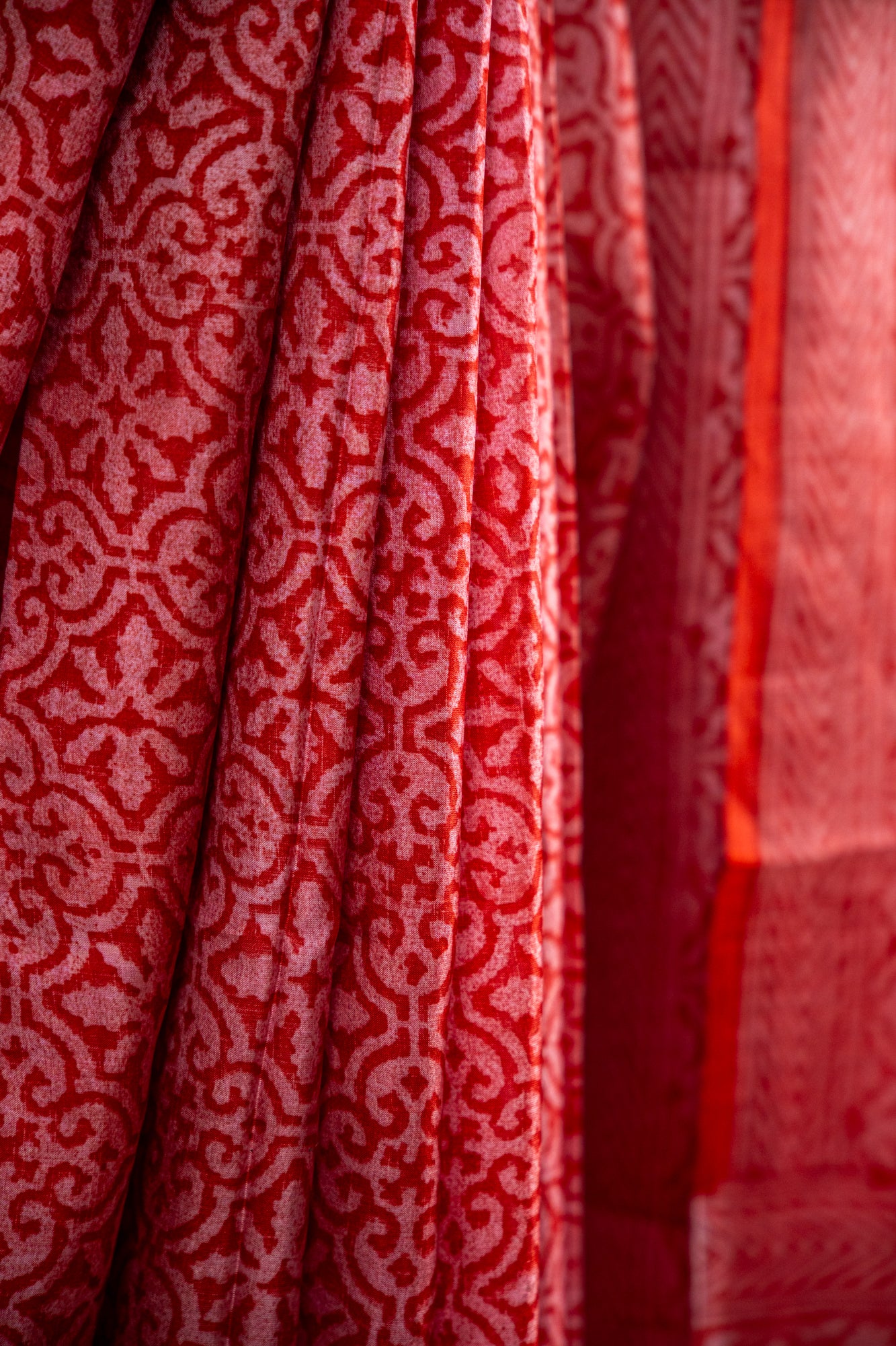 Terracotta Red / Rust-Orange tone with a softer rose-tinted accent Pure Silk Saree