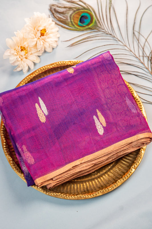 Royal Violet Tissue Silk Saree