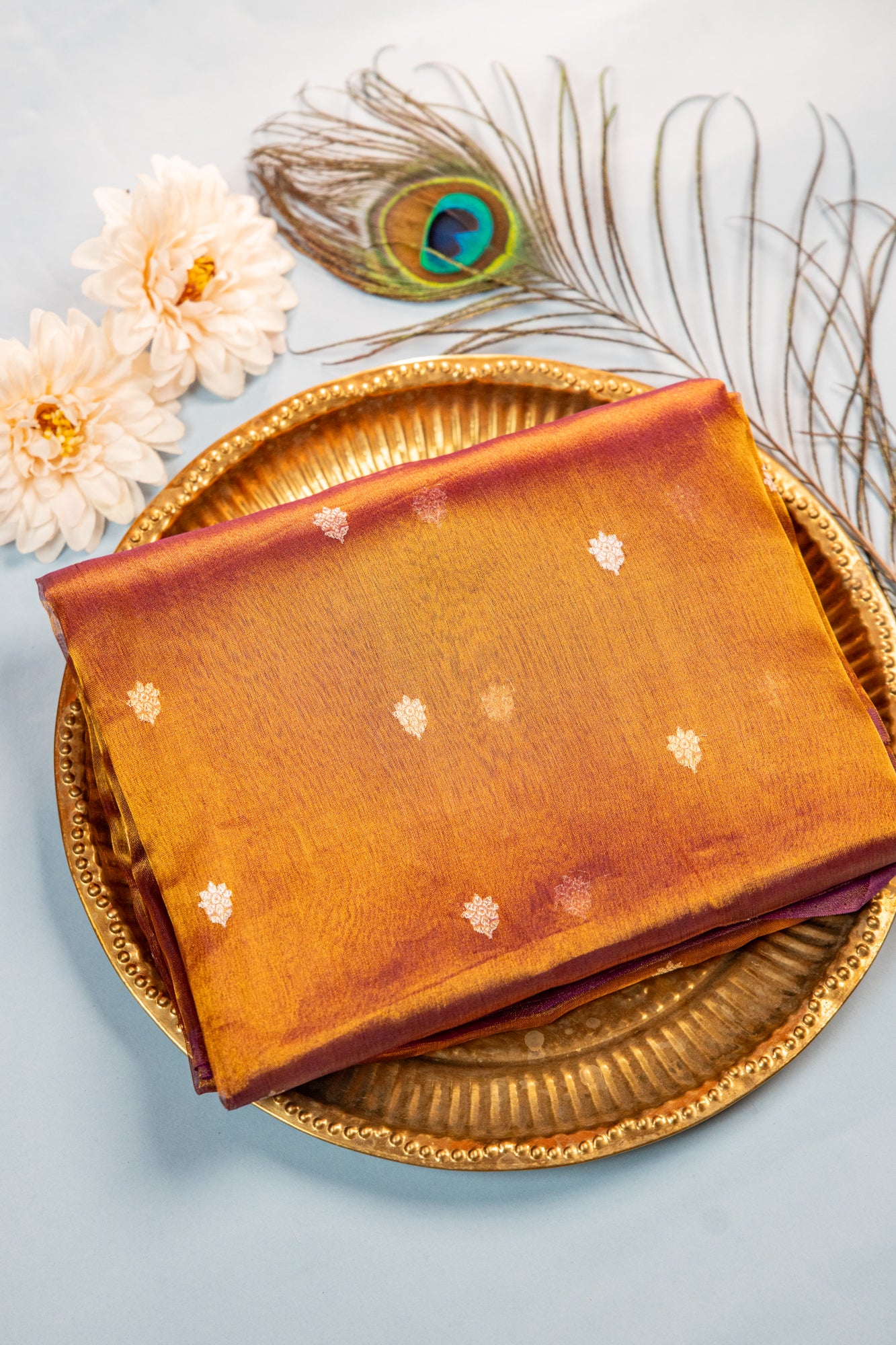 Deep Antique Gold Tissue Silk Saree