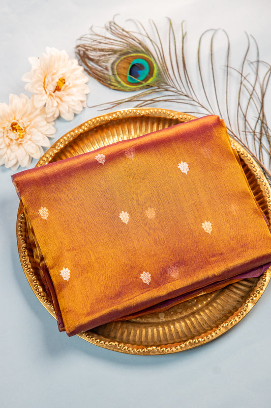 Deep Antique Gold Tissue Silk Saree