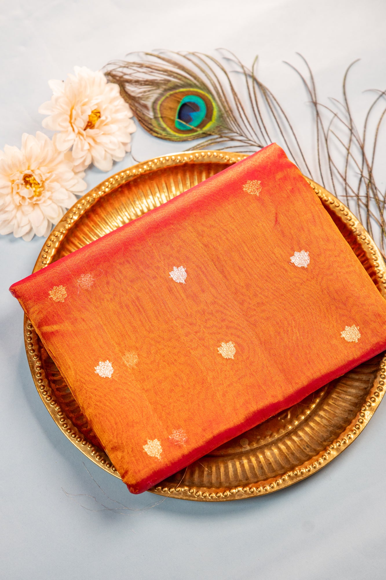 Antique Copper Gold Tissue Silk Saree