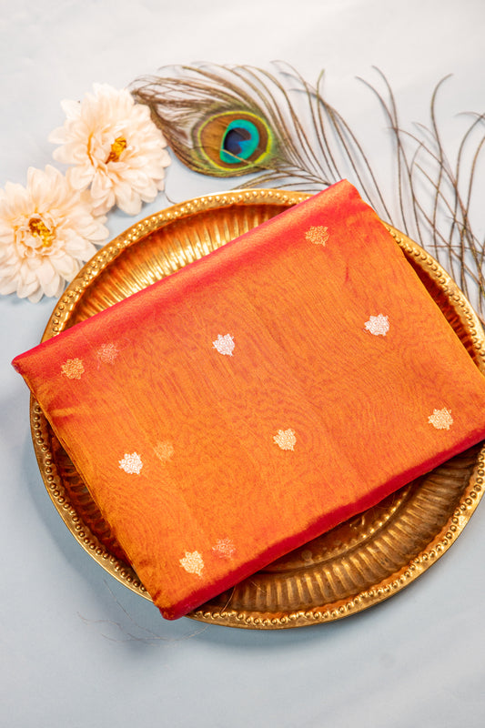 Antique Copper Gold Tissue Silk Saree