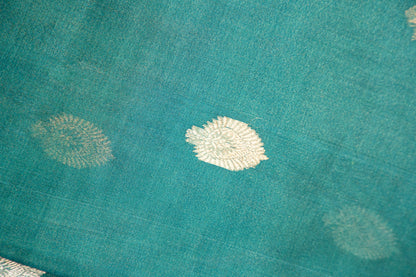 Deep Teal Blue Tissue Silk Saree