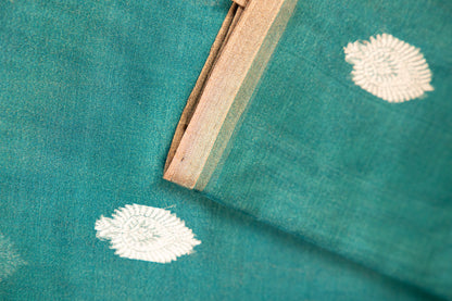 Deep Teal Blue Tissue Silk Saree
