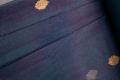 Dual-Tone Teal & Iridescent Purple Tissue Silk Saree