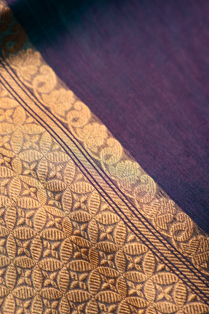 Dual-Tone Teal & Iridescent Purple Tissue Silk Saree
