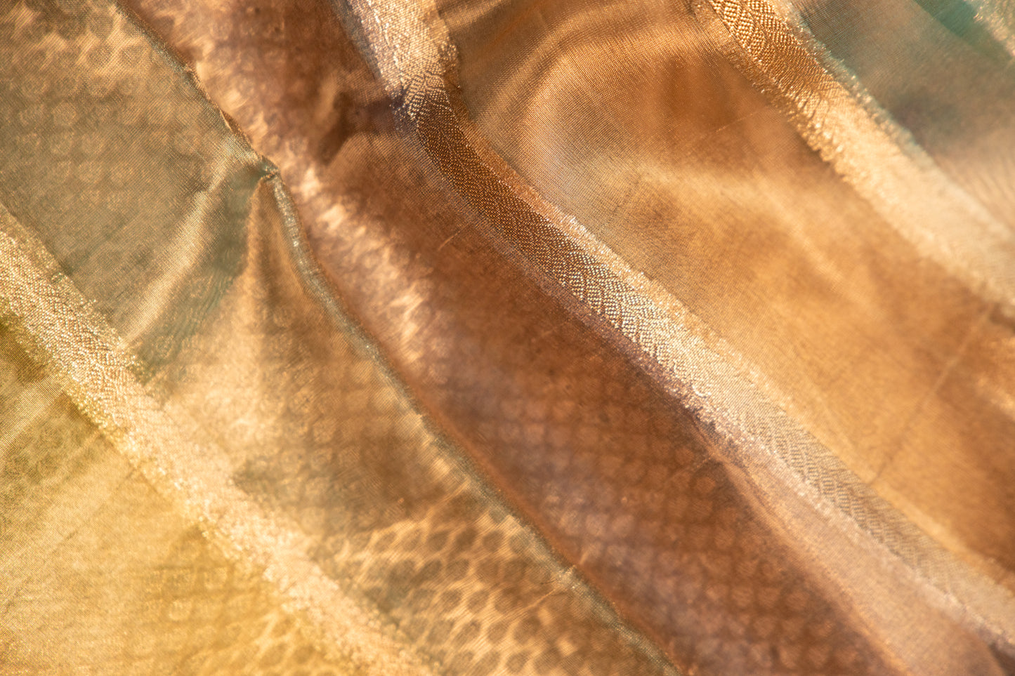 Teal Blue, Sea Green, Olive Green Tissue Silk Saree