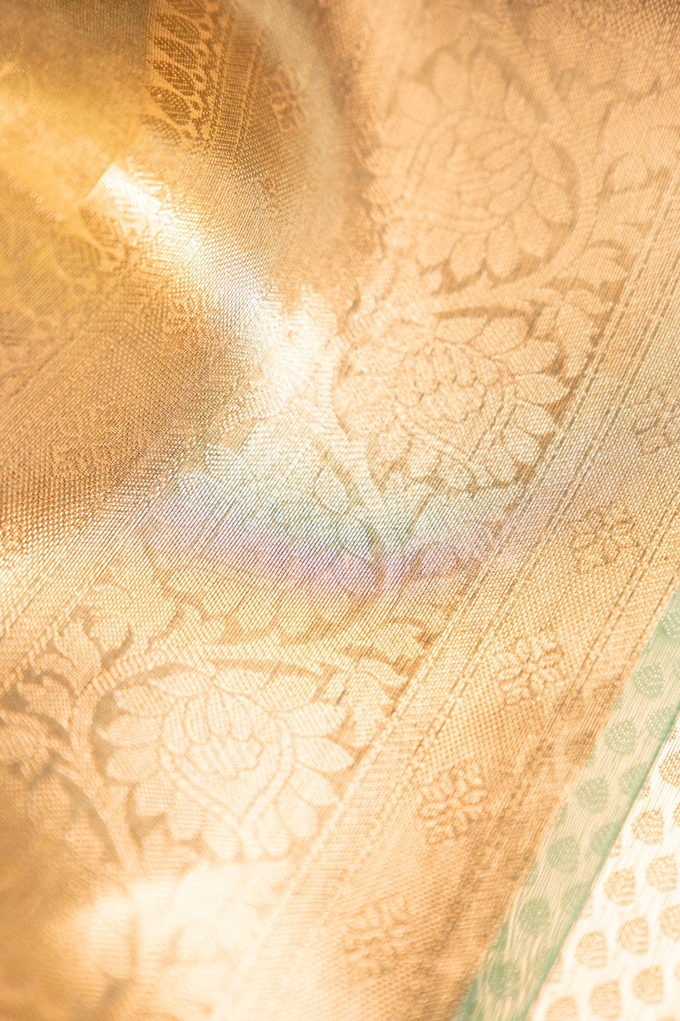 Teal Blue, Sea Green, Olive Green Tissue Silk Saree