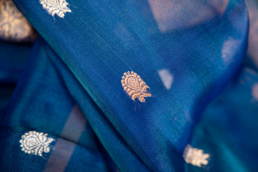 Royal Sappire Blue Tissue Silk Saree