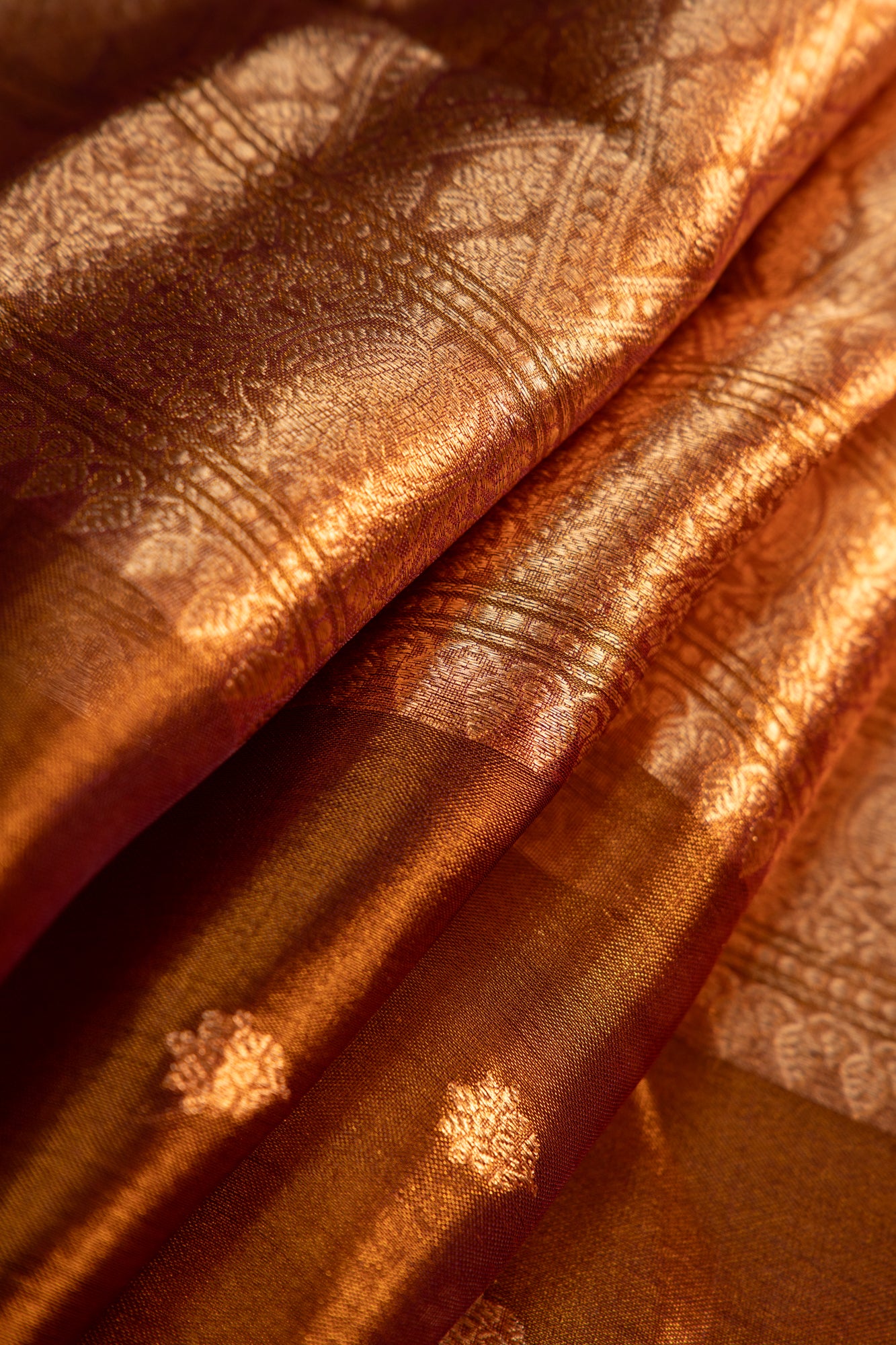 Deep Antique Gold Tissue Silk Saree