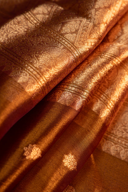 Deep Antique Gold Tissue Silk Saree