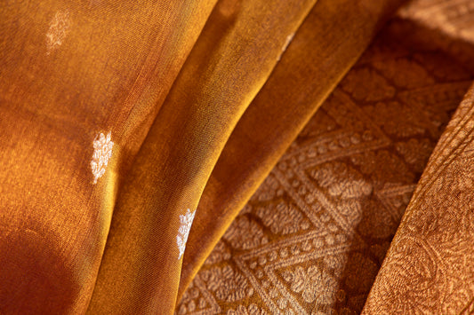 Deep Antique Gold Tissue Silk Saree