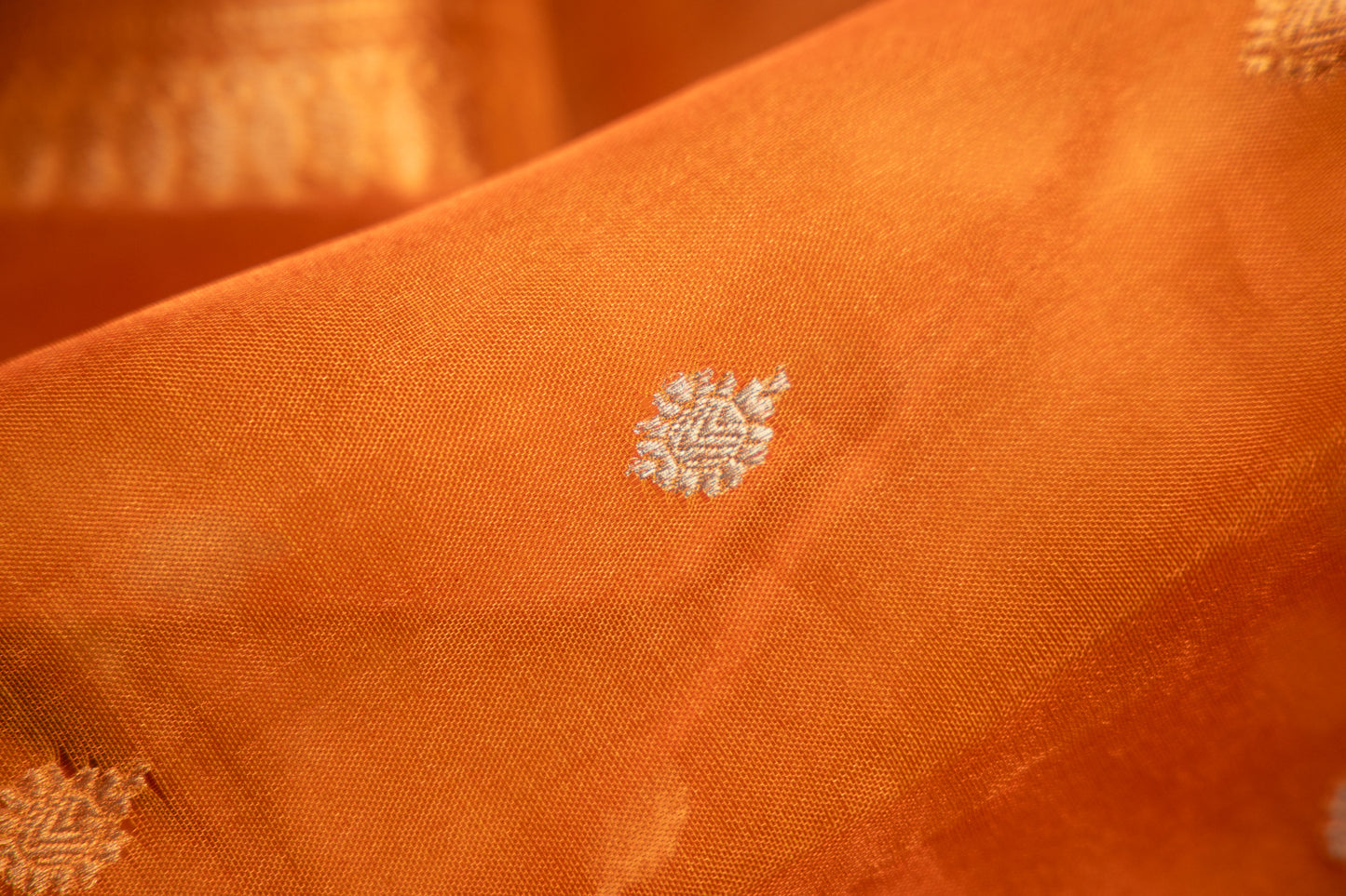 Burnt Amber Tissue Silk Saree