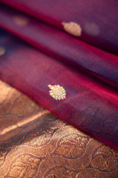Wine Purple Tissue Silk Saree