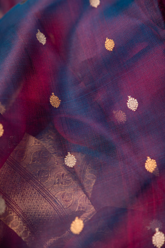 Wine Purple Tissue Silk Saree