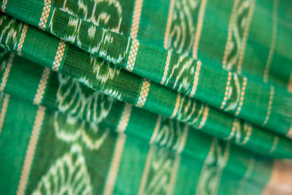 Rich Emerald Green mixed with a Natural Beige Tussar Silk Dupatta