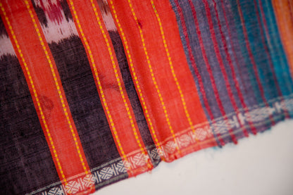 Terracotta Red with a central Charcoal Black Tussar Silk Dupatta