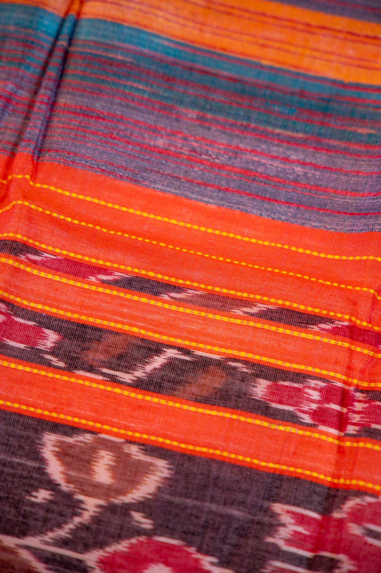 Terracotta Red with a central Charcoal Black Tussar Silk Dupatta