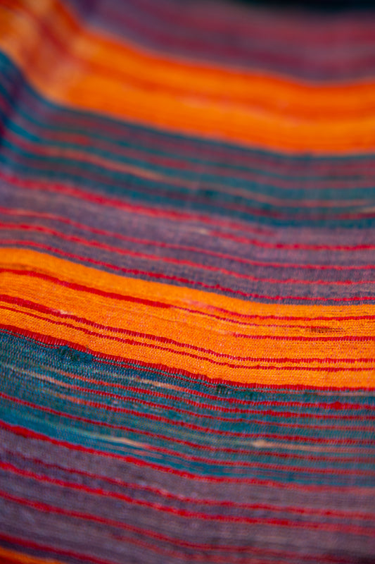 Terracotta Red with a central Charcoal Black Tussar Silk Dupatta