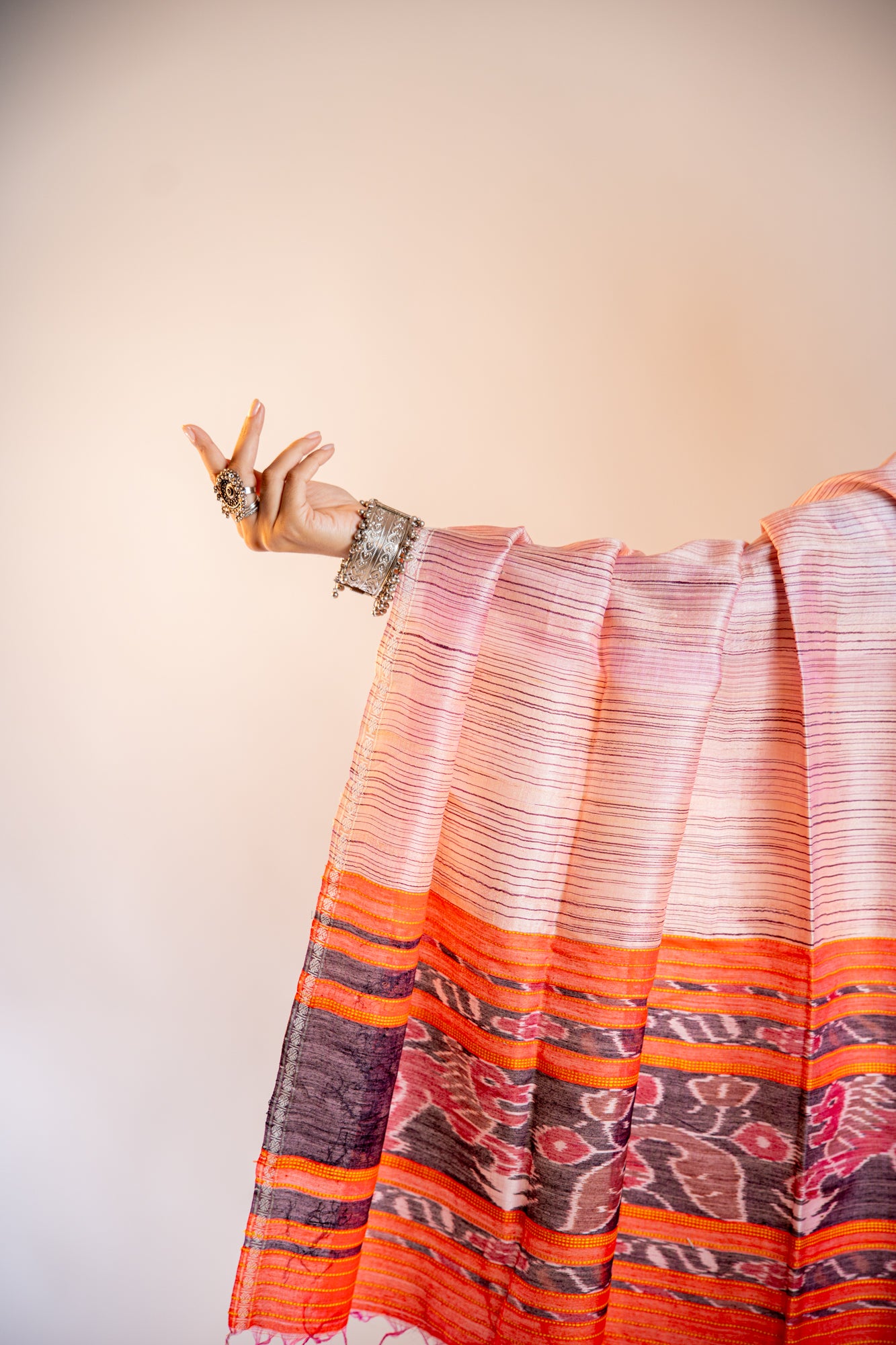 Metallic Rose Gold/Mauve Tussar Silk Dupatta