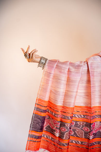 Metallic Rose Gold/Mauve Tussar Silk Dupatta