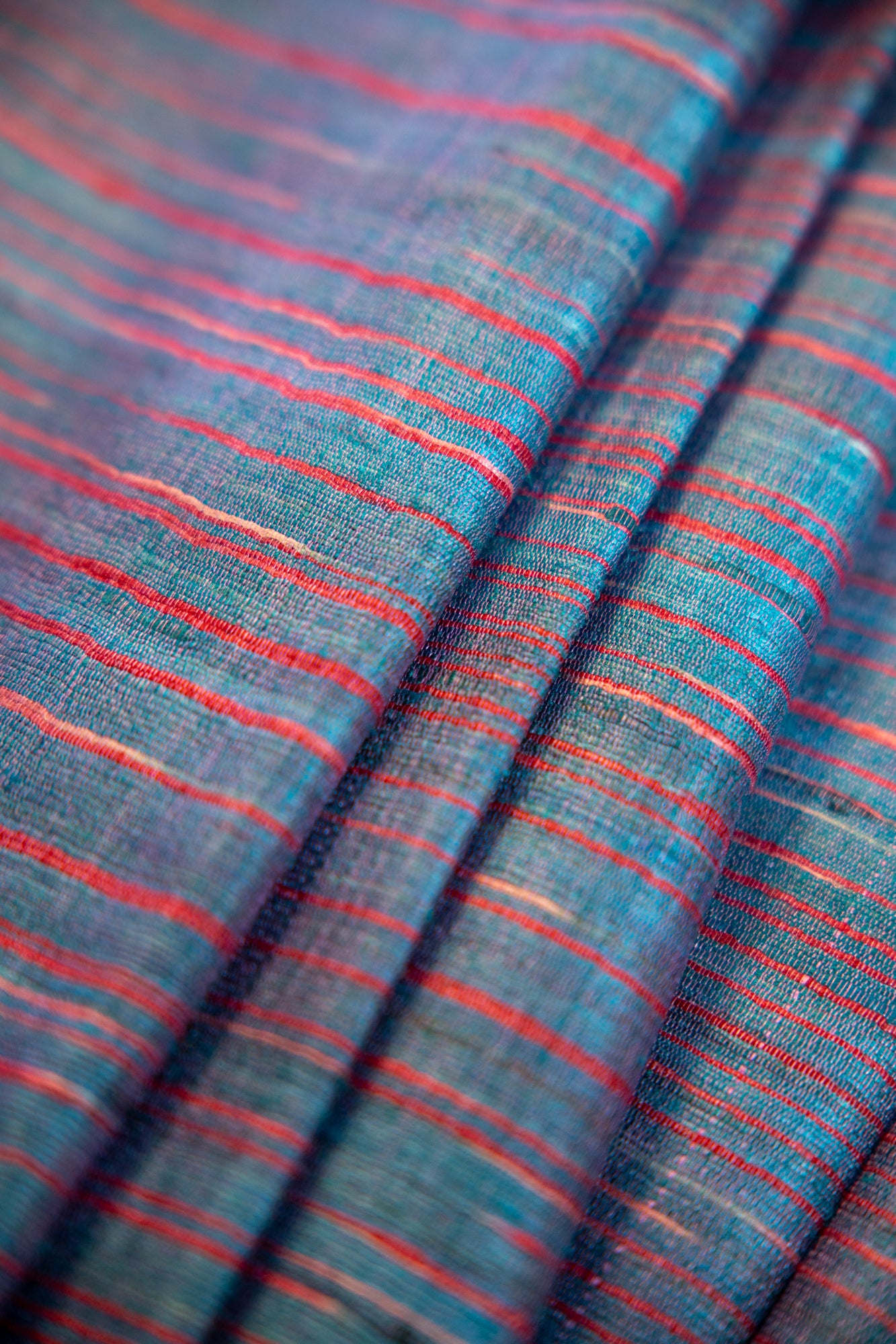 Teal Blue and Deep Crimson Tussar Silk Dupatta