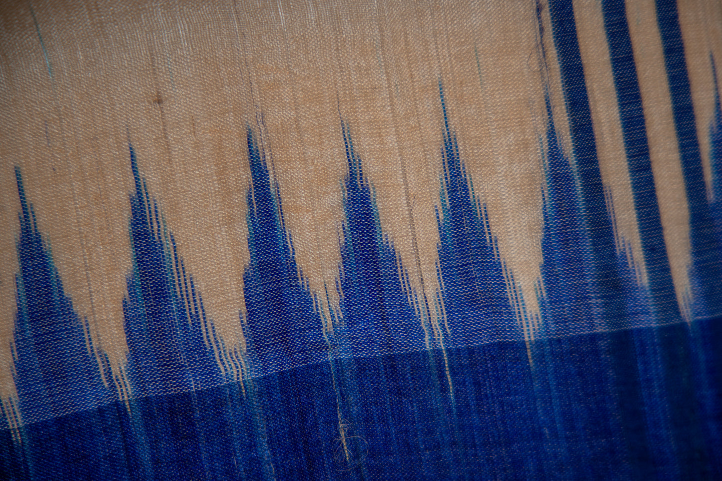 Natural Ivory with Indigo Tussar Silk Dupatta