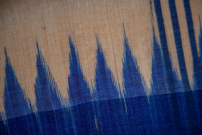 Natural Ivory with Indigo Tussar Silk Dupatta