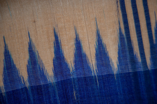 Natural Ivory with Indigo Tussar Silk Dupatta