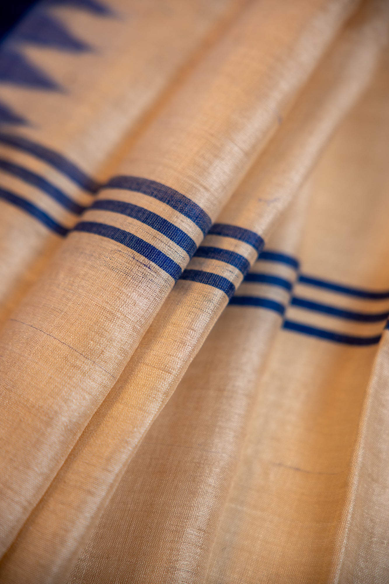 Natural Ivory with Indigo Tussar Silk Dupatta