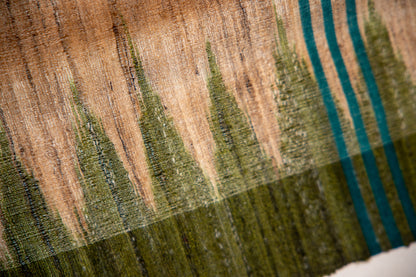 Muted Brown with Deep Moss Green and Teal-blue Tussar Silk Dupatta