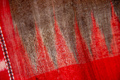 Vibrant Crimson Red body with ivory Tussar Silk Dupatta